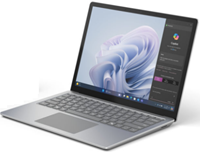 Screenshot di Surface Laptop per le aziende con lo schermo rivolto verso l'esterno e Copilot in Windows sullo schermo.