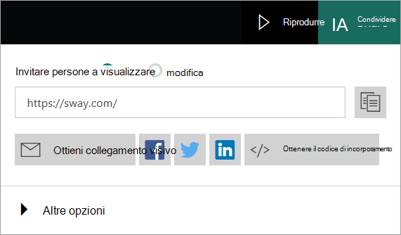 Menu Sway dall'account Microsoft