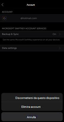 Disconnessione IOS dall'account MSK