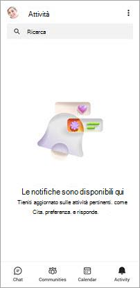 Screenshot della schermata attività mobile gratuita di Teams