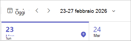 Cambiare mese e anno nella parte superiore sinistra della pagina