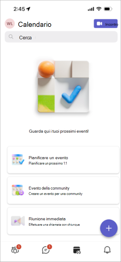 Con la scheda Calendar appena progettata è possibile organizzare riunioni, eventi della community e altro ancora.