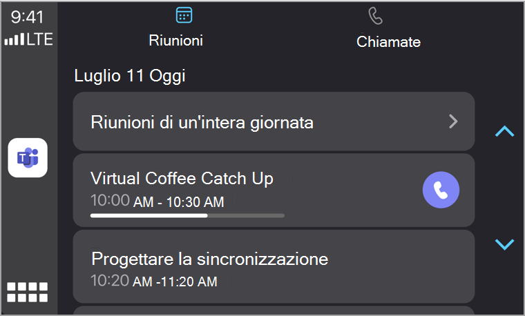 Scheda riunioni carplay