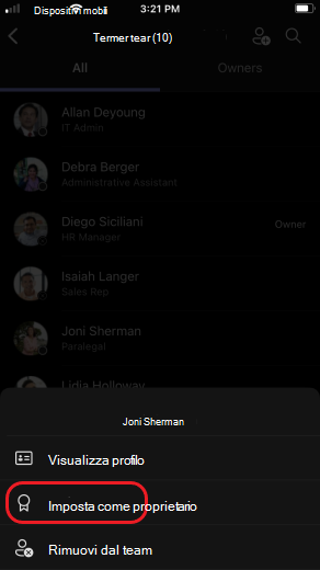 iOS proprietario del team