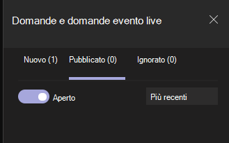 L'interruttore indica Apri