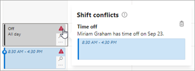 Gestire un conflitto di turni nella pianificazione in Turni.