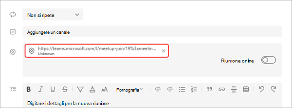 Screenshot che mostra come connettere un MTR a un evento live in Teams.