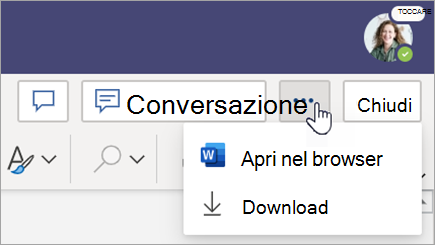 Seleziona il menu Altre opzioni, accanto al pulsante Chiudi.