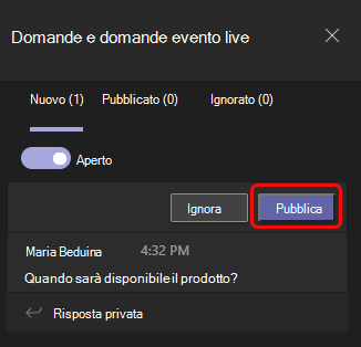 La scheda Nuovo è la prima