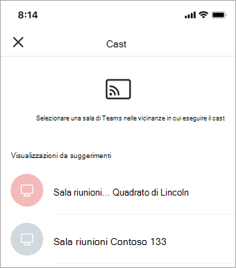 Selezionare uno schermo disponibile