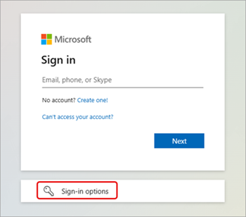 Screenshot che evidenzia le opzioni di accesso per Microsoft Teams.