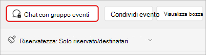Screenshot che mostra come avviare una chat di gruppo eventi.