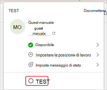 Screenshot che mostra come cambiare organizzazione in Microsoft Teams.