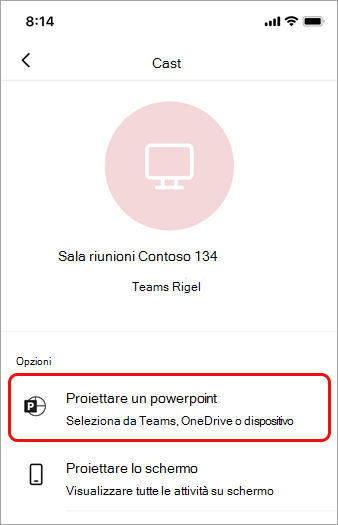 Toccare Proiettare un powerpoint