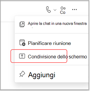 Condividere lo schermo in una chat di MS Teams