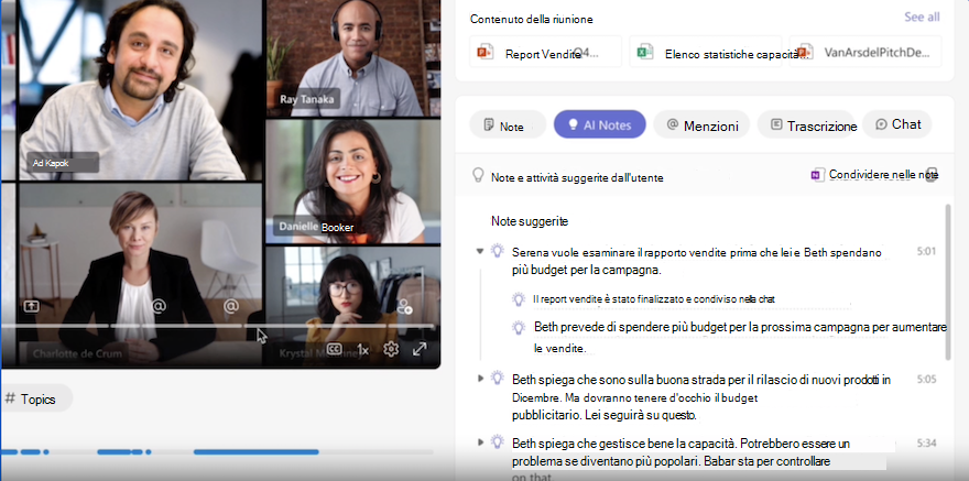Immagine del Riepilogo intelligente delle riunioni
