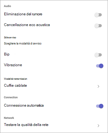 Impostazioni di Walkie-talkie