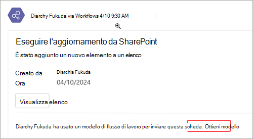 Screenshot che mostra come ottenere una copia di un modello di flusso di lavoro esistente