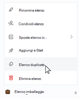 Lista di compressione selezionata con l'elenco di contesto aperto e l'elenco duplicato selezionato