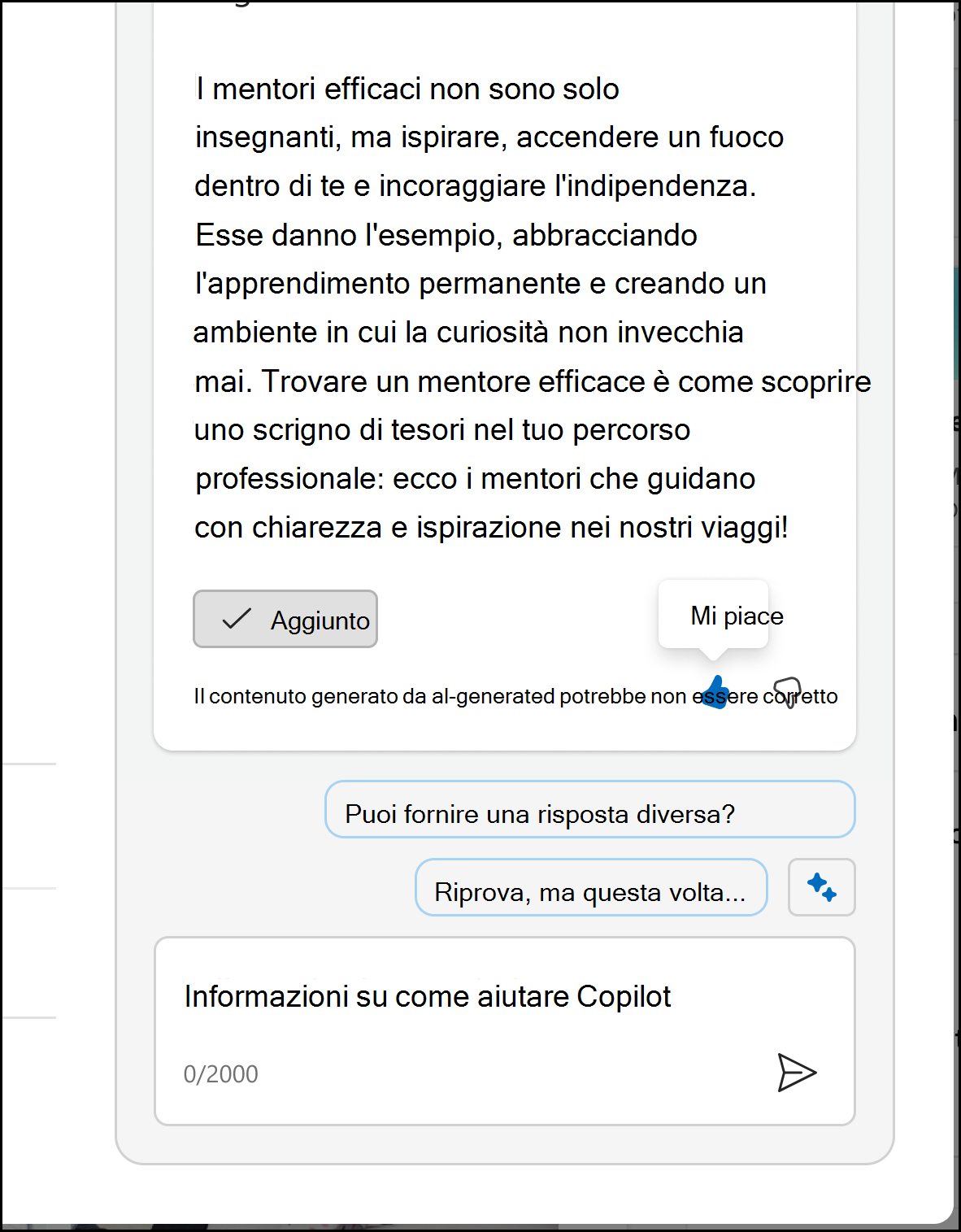 Screenshot che mostra le icone del pollice usate per sbloccare il modulo di feedback.