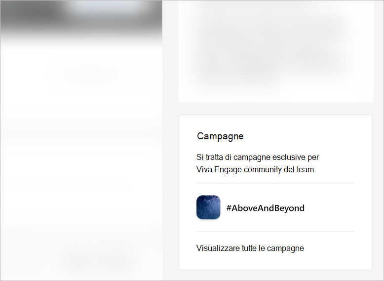 Screenshot del riquadro Campagne nella barra di destra di una pagina della community.