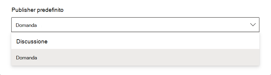 Screenshot che mostra come scegliere il tipo di autore predefinito di Yammer