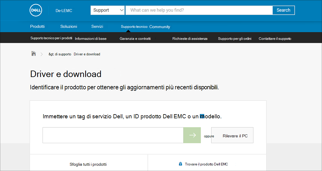 Esempio di driver e download DELL OEM
