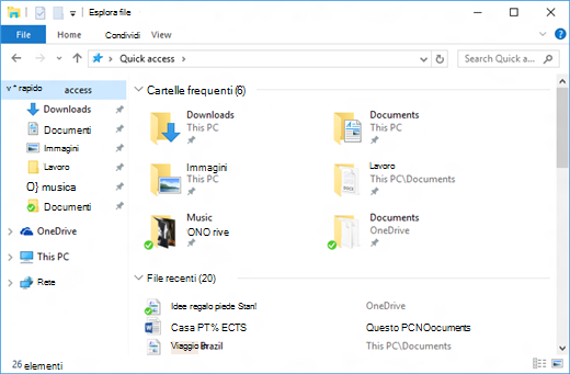Accesso rapido in Esplora file