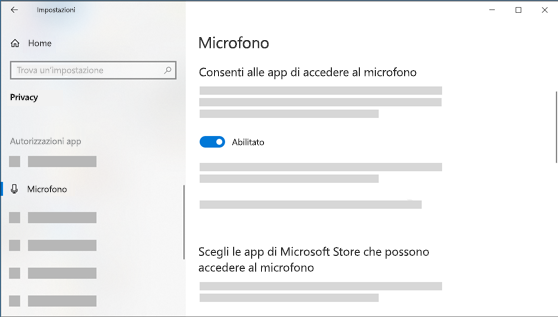 Impostazioni microfono