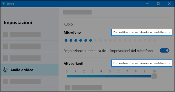 Impostazioni di Skype
