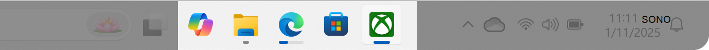 Screenshot della barra delle applicazioni con le app in esecuzione.