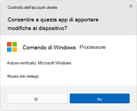 Screenshot of the UAC dialog box.