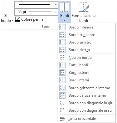 Posizione di Bordo tabella