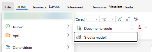 Cercare modelli in Word per il Web