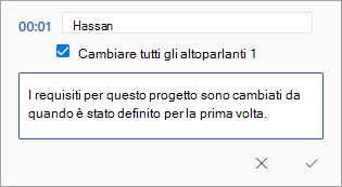 Etichetta di nuovo il nome di una trascrizione o modifica la sezione.