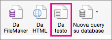 Nella scheda Dati selezionare Testo