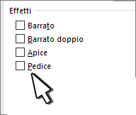 Selezionare Apice o Pedice