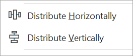 Screenshot che mostra le opzioni di allineamento orizzontale e verticale di Allinea oggetti.