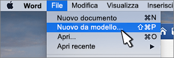 Opzione Nuovo da modello