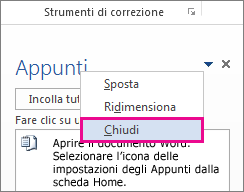 Chiudere gli Appunti in Word