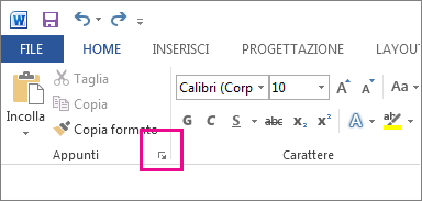 Accedere agli Appunti in Word 2013