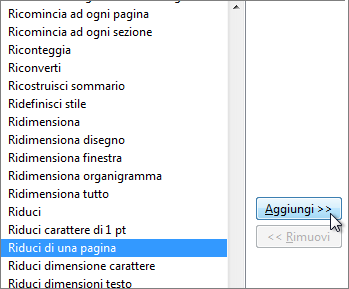 Comando Riduci a una pagina