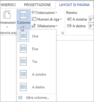 Menu Colonne