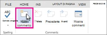 Aggiungere un nuovo commento in visualizzazione di modifica