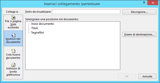 Creare un collegamento a una posizione nel documento corrente
