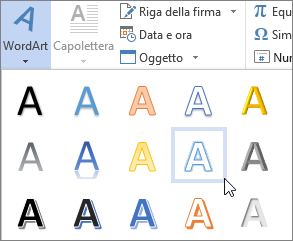 Scelta di un'opzione WordArt