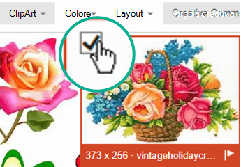 Selezionare l'anteprima dell'immagine da inserire. Un segno di spunta viene visualizzato nell'angolo in alto a sinistra.