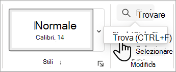 Screenshot che mostra il comando Trova nella scheda Home in Word per il Web.