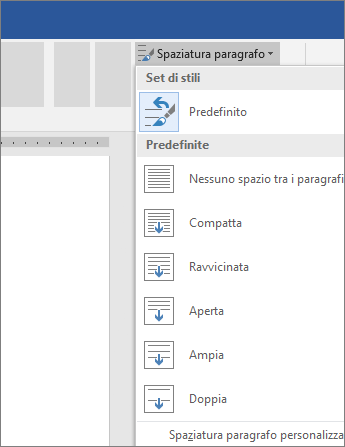 Opzioni per modificare l’interlinea del paragrafo in Word