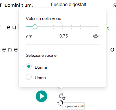 Strumento di lettura immersiva impostazioni vocali
